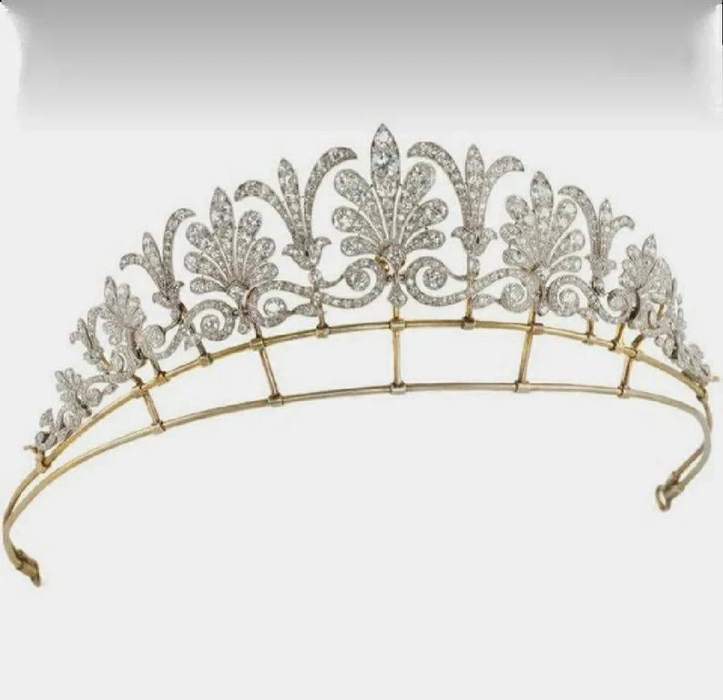 Late Victorian Rose Cut 10.4ct Diamond 10K Yellow Gold Over Wedding Tiaras/Crown