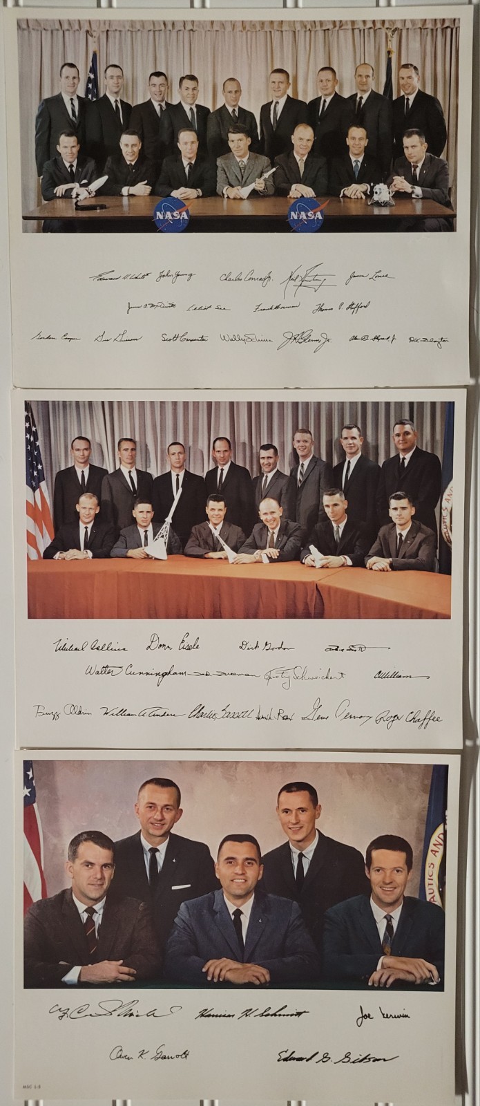 Vintage NASA Astronaut Groups 1-4 Official Lithographs Mercury Apollo Set of 3