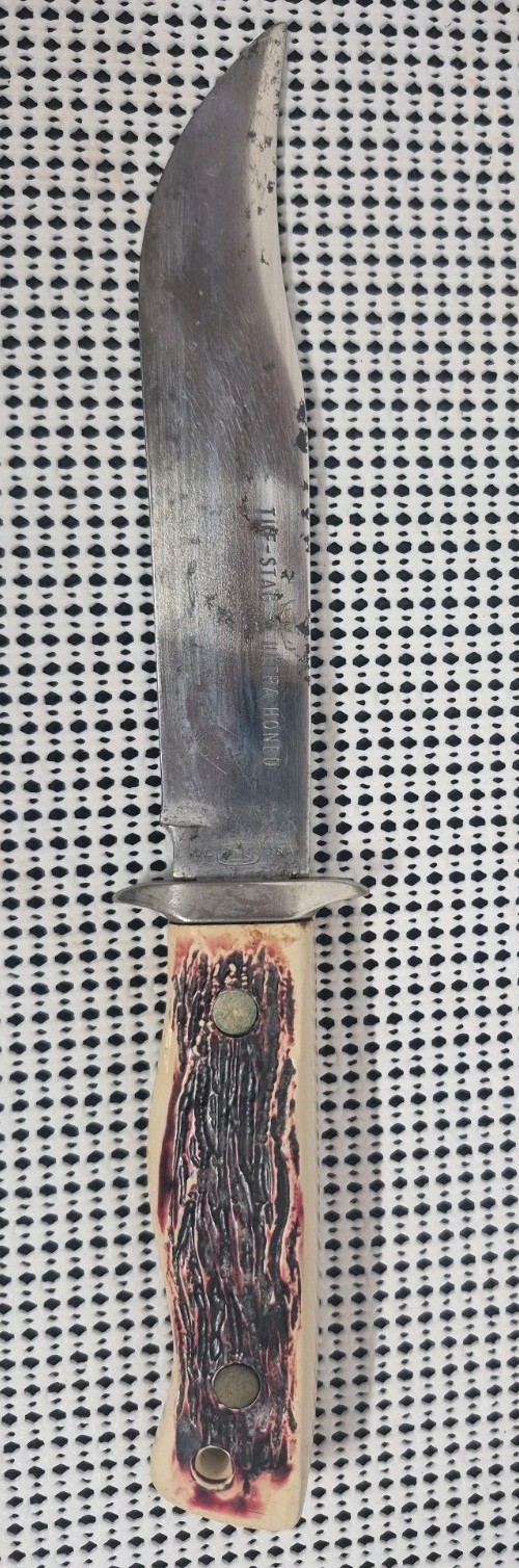 Vintage Imperial Tuf-Stag Ultra Honed BOWIE Knife Faux Stag Handle Prov USA Vintage Imperial Tuf-Stag Ultra Honed BOWIE Knife Faux Stag Handle Prov USA