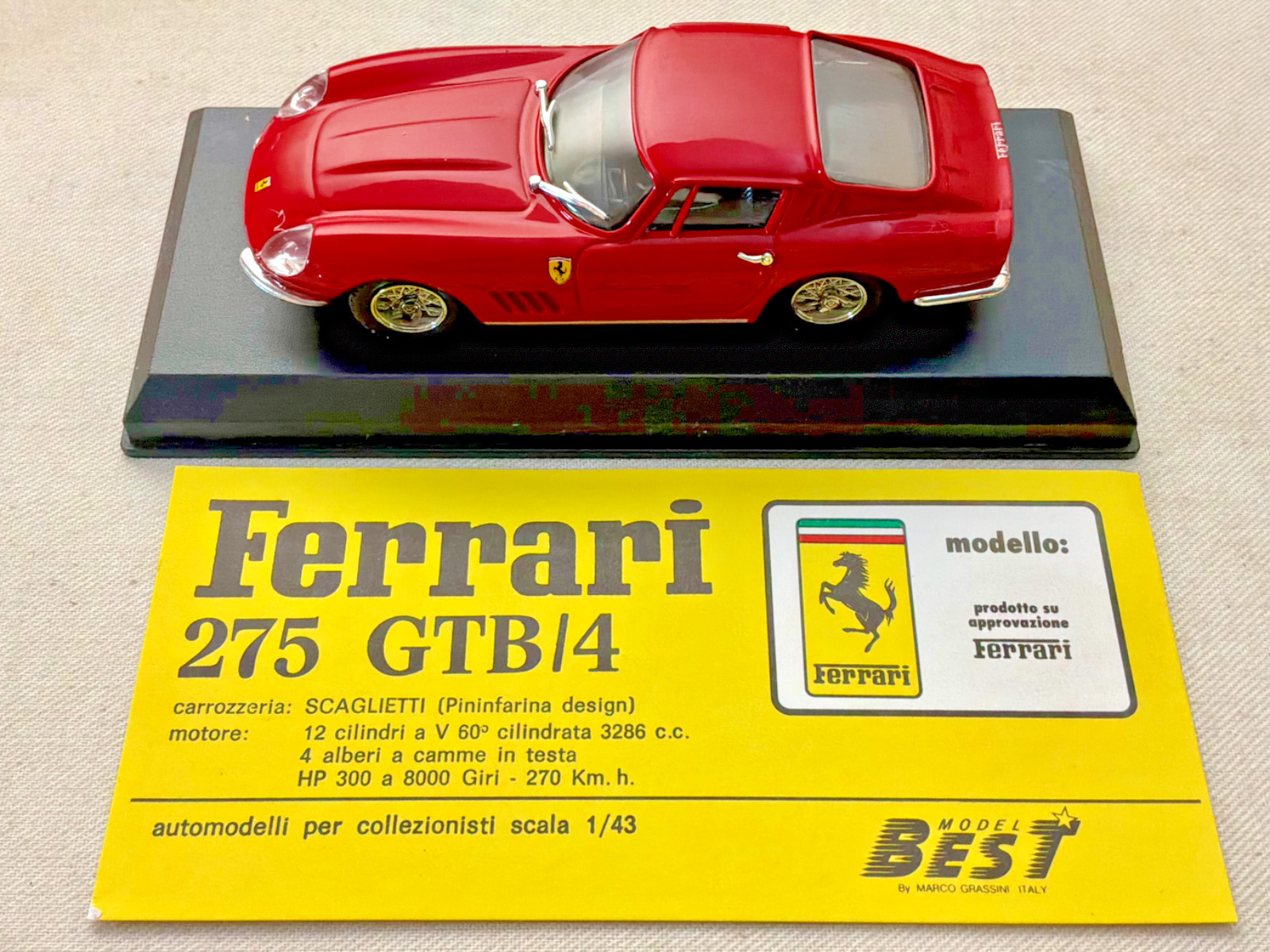 Best Model Ferrari 275 GTB/4 1:43 #9001 Ruote a Raggi Made in Italy w/ Box
