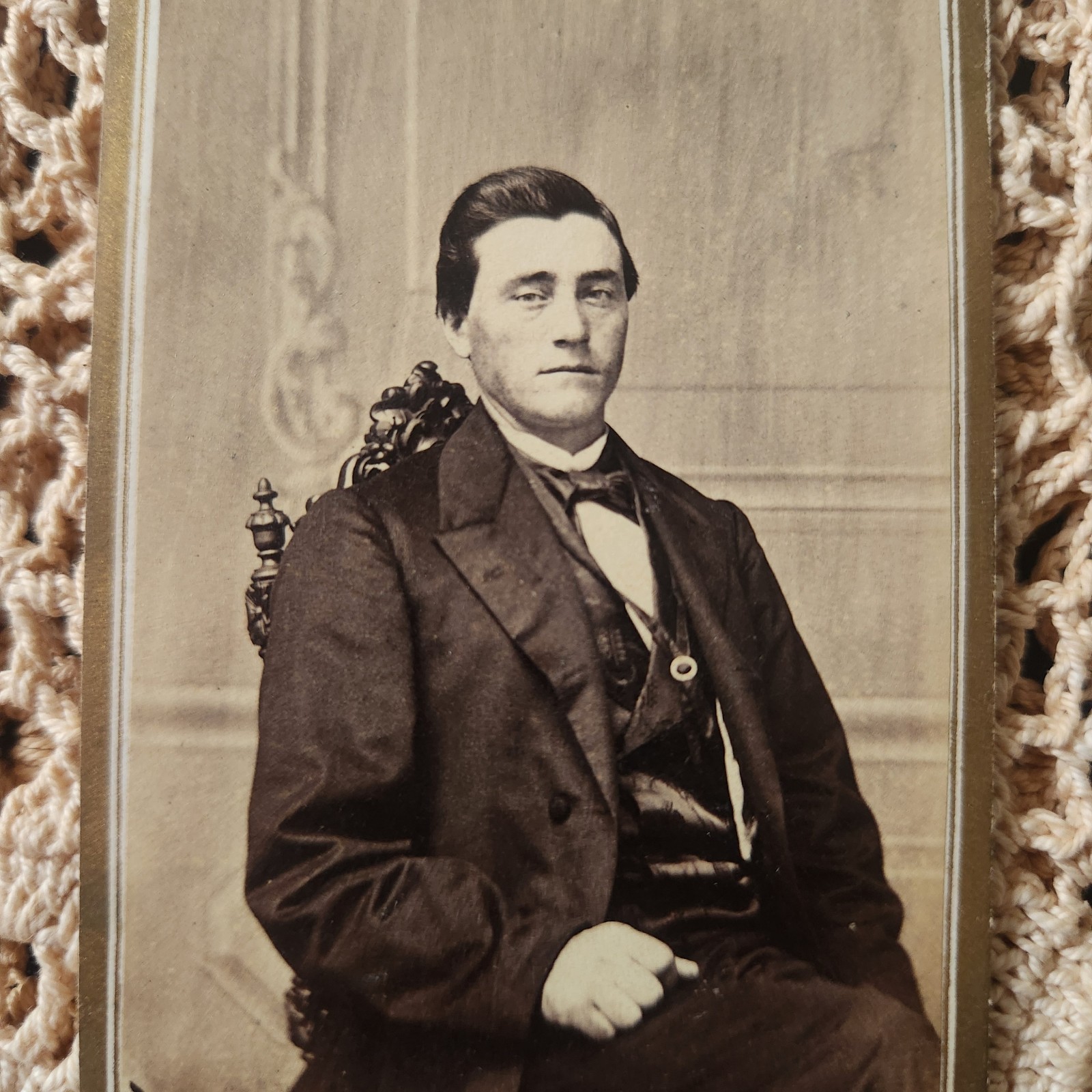 Antique CDV Photo 1860s Civil War Portrait Handsome Man Victorian Era New York