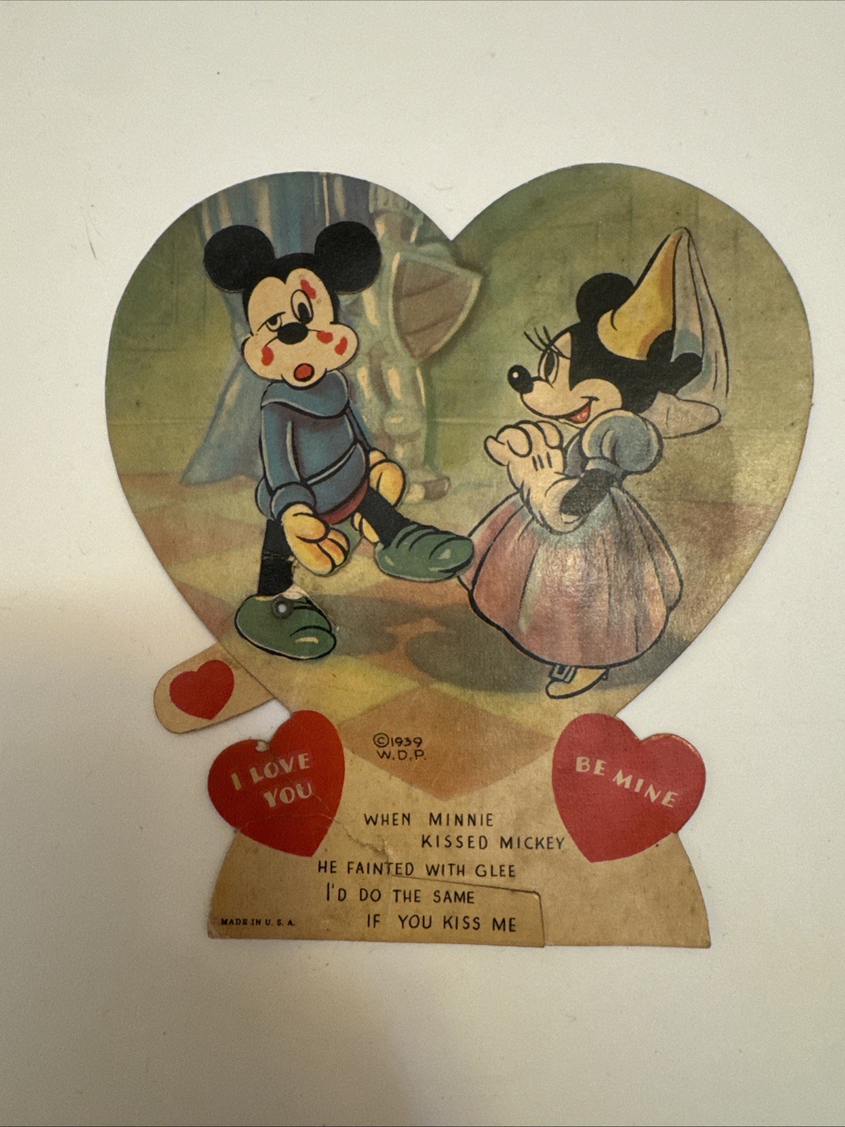 rare 1939 Disney Valentine\'s Day card, manufactured by the Paper Novelty Company
