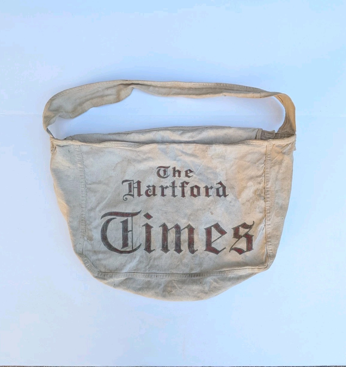 Vintage Newspaper Delivery Bag The Hartford Times CT 1950s Newsboy Canvas Sack
