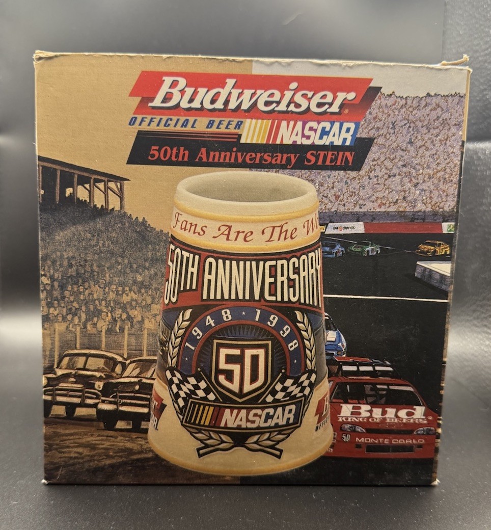 Budweiser NASCAR 50th Anniversary Stein 1948-1998 Breweriana