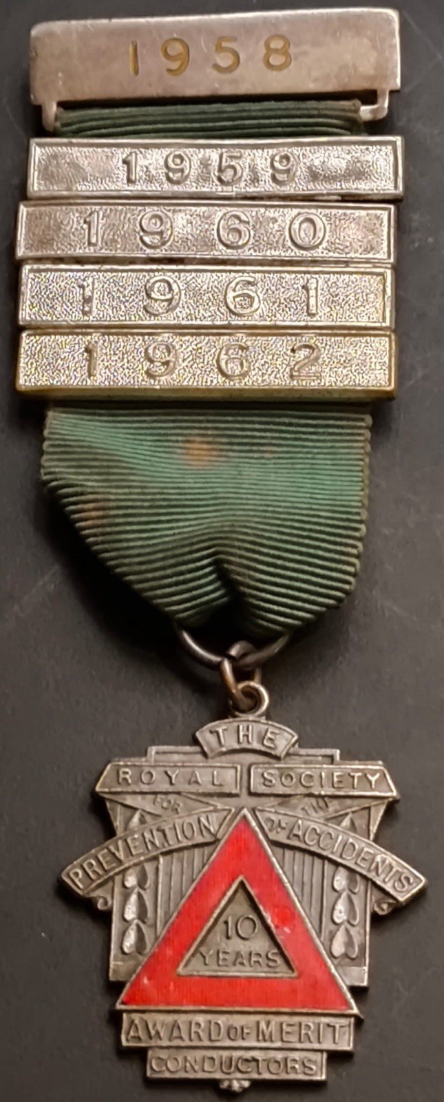 Vintage RoSPA 10 Years Conductors Award Medal 1958-1962 Fattorini