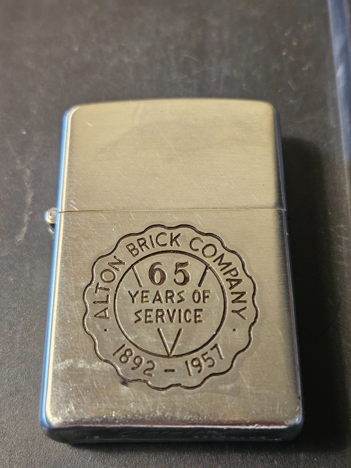 Vintage 1957 Alton Brick Co. Zippo - 2517191 Pat Pending - Used