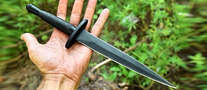 Vintage Sykes Fairbairn Double-Edged V42 Military Dagger Knife & Sheath