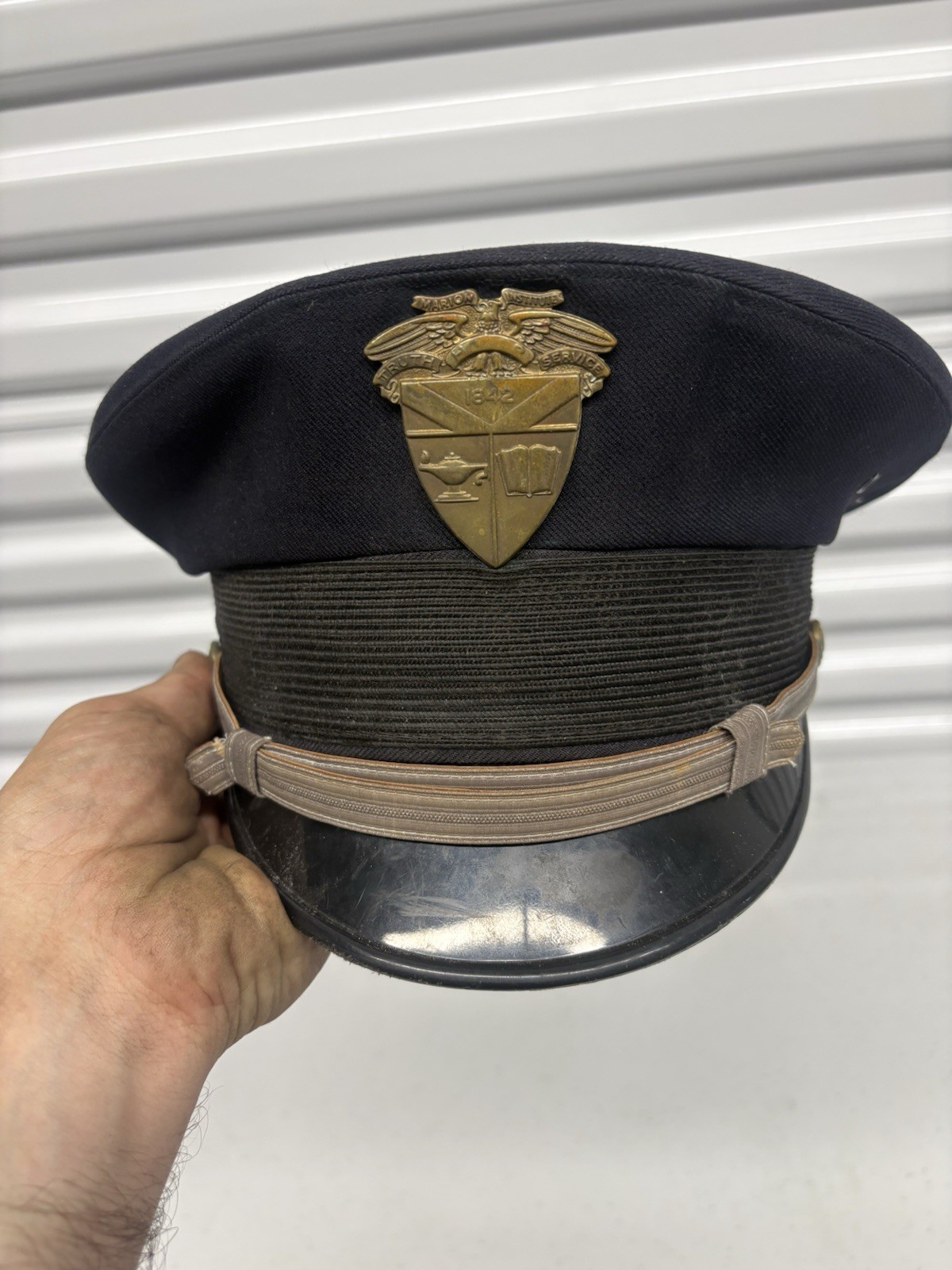 Vintage Marion Military Institute Cadet Service Cap Bayly Inc MMI 1842 Badge
