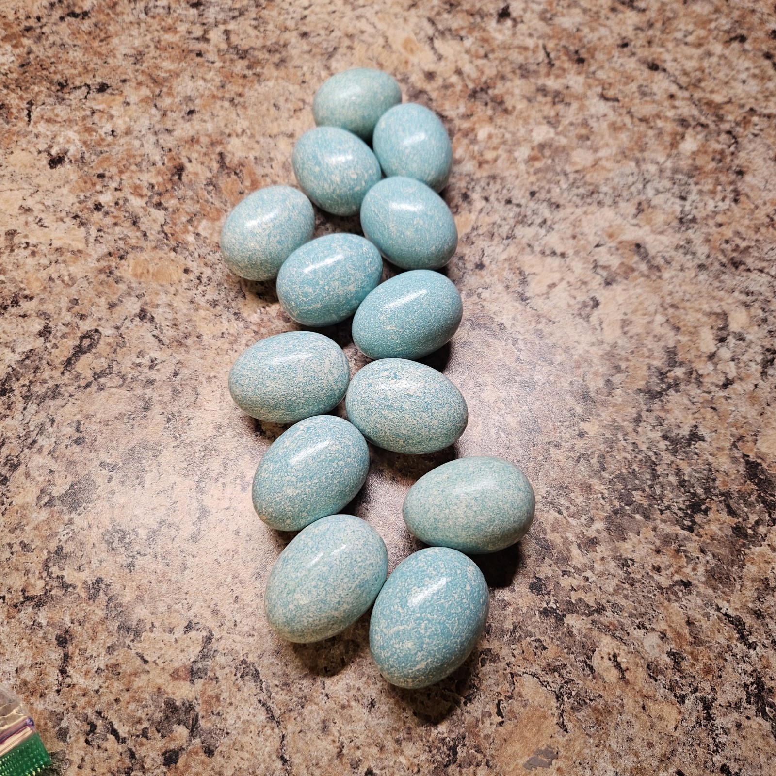 13 Robins Egg Blue Vintage Wooden Decorative Eggs 1.5in Long