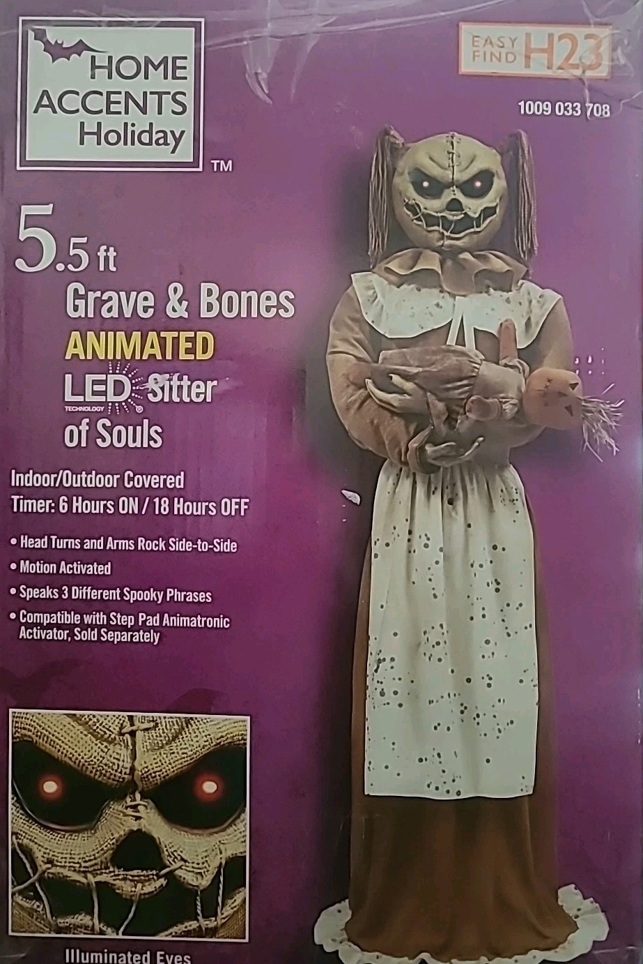 5.5 foot graves and bones animated LED sitter of souls