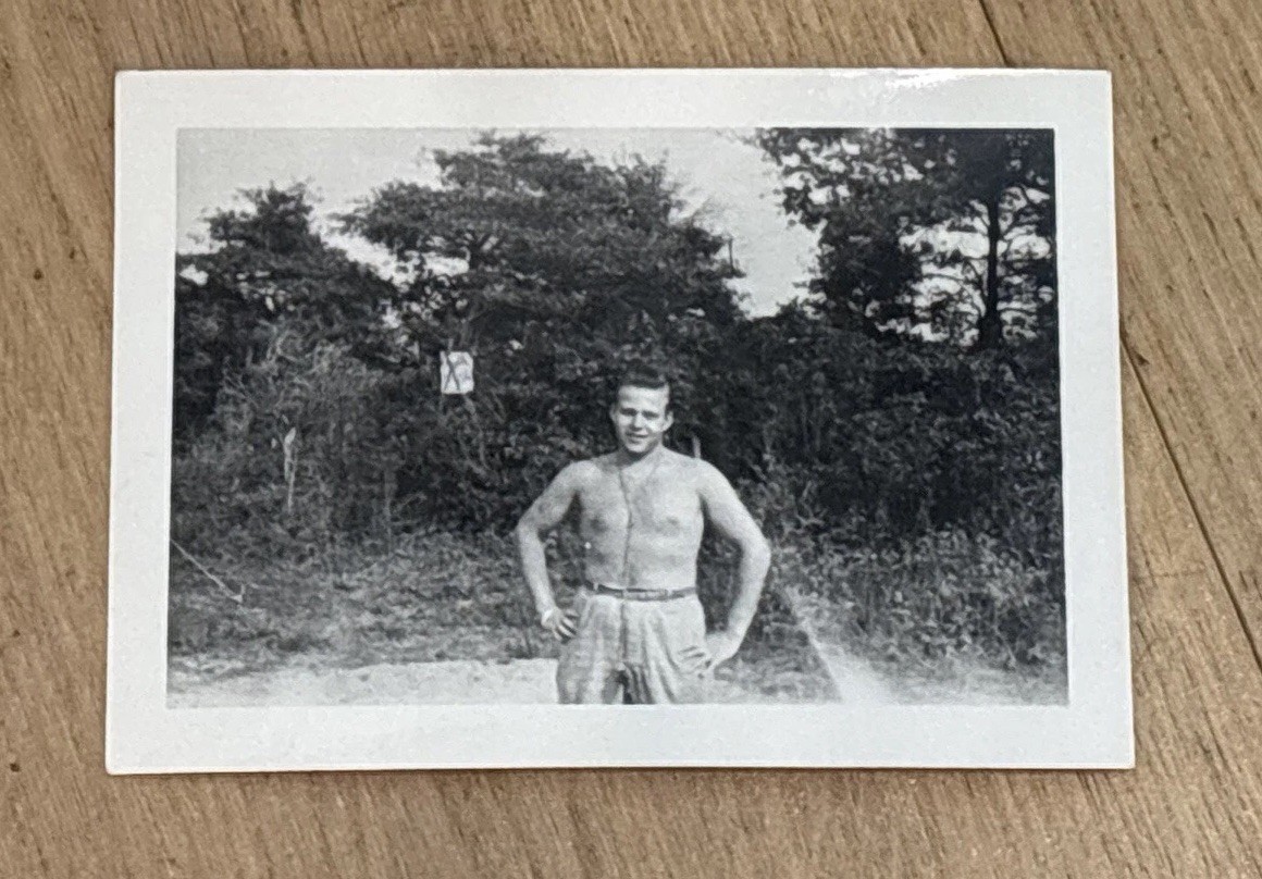 Vintage Photo Young Men Shirtless Handsome, 4”x2.5” B&W, Glossy, 1950’s