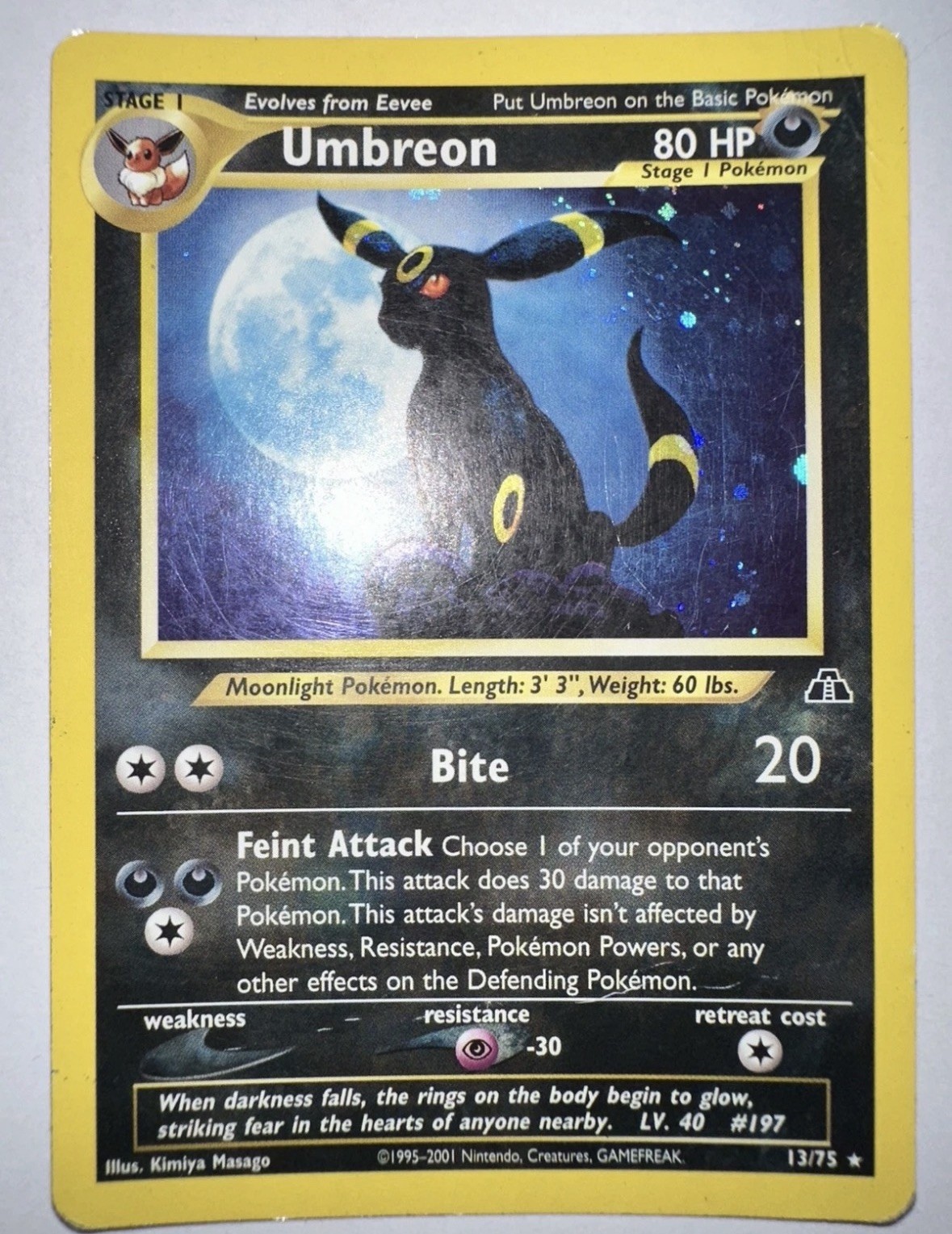 Pokemon Umbreon 13/75 Neo Discovery Holo Vintage