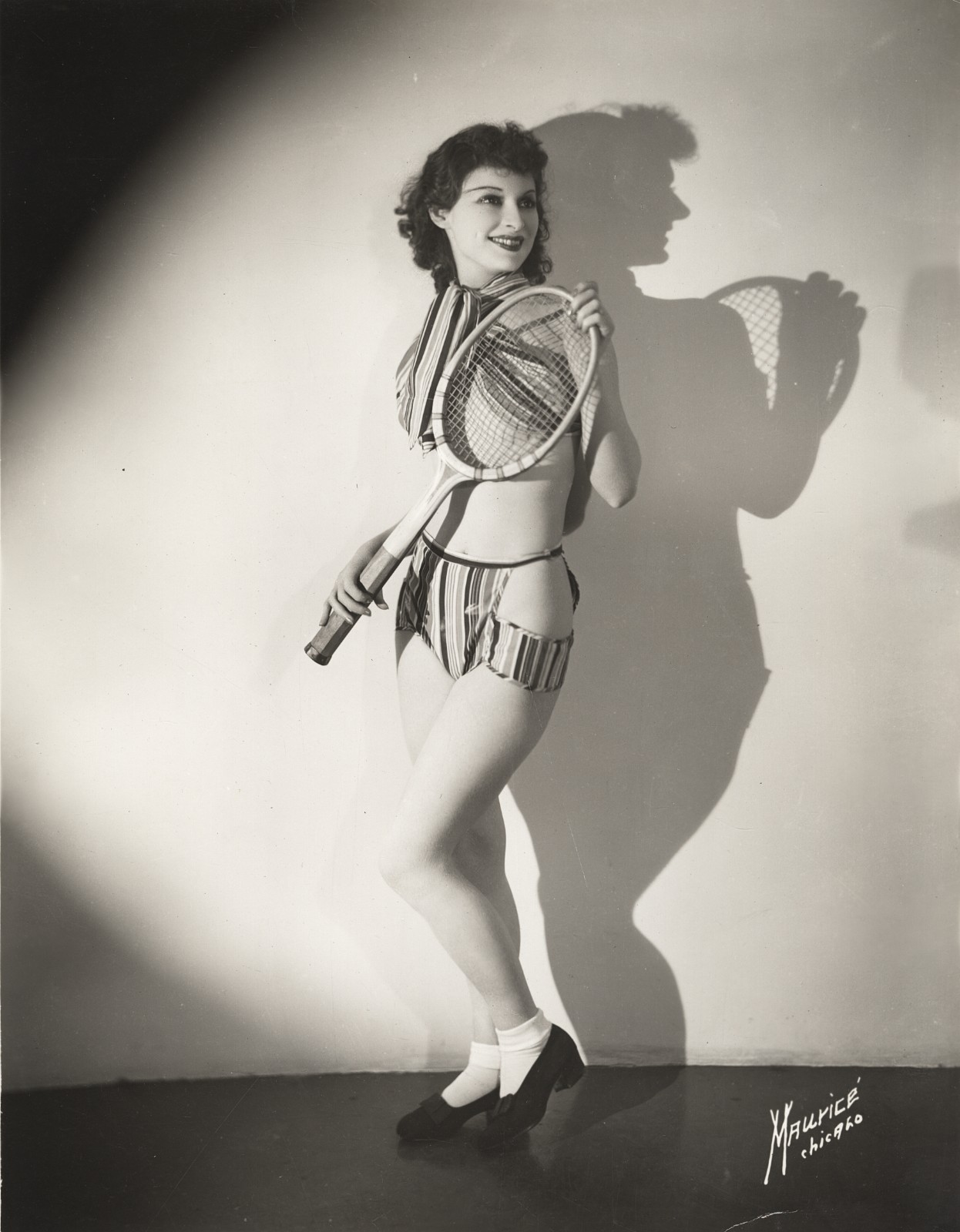 c. 1920's Woman with Tennis Racket Photograph by Maurice of Chicago ART DECO