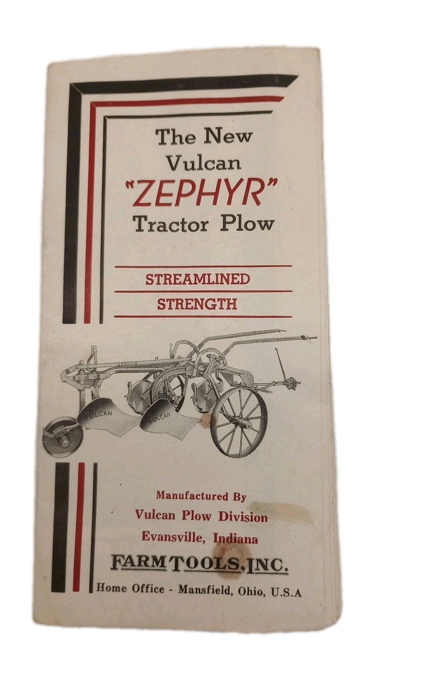 Vtg 1939 Vulcan Zephyr Tractor Plow Fold Out Color Poster Brochure Mansfield Oh Vtg 1939 Vulcan Zephyr Tractor Plow Fold Out Color Poster Brochure Mansfield Oh