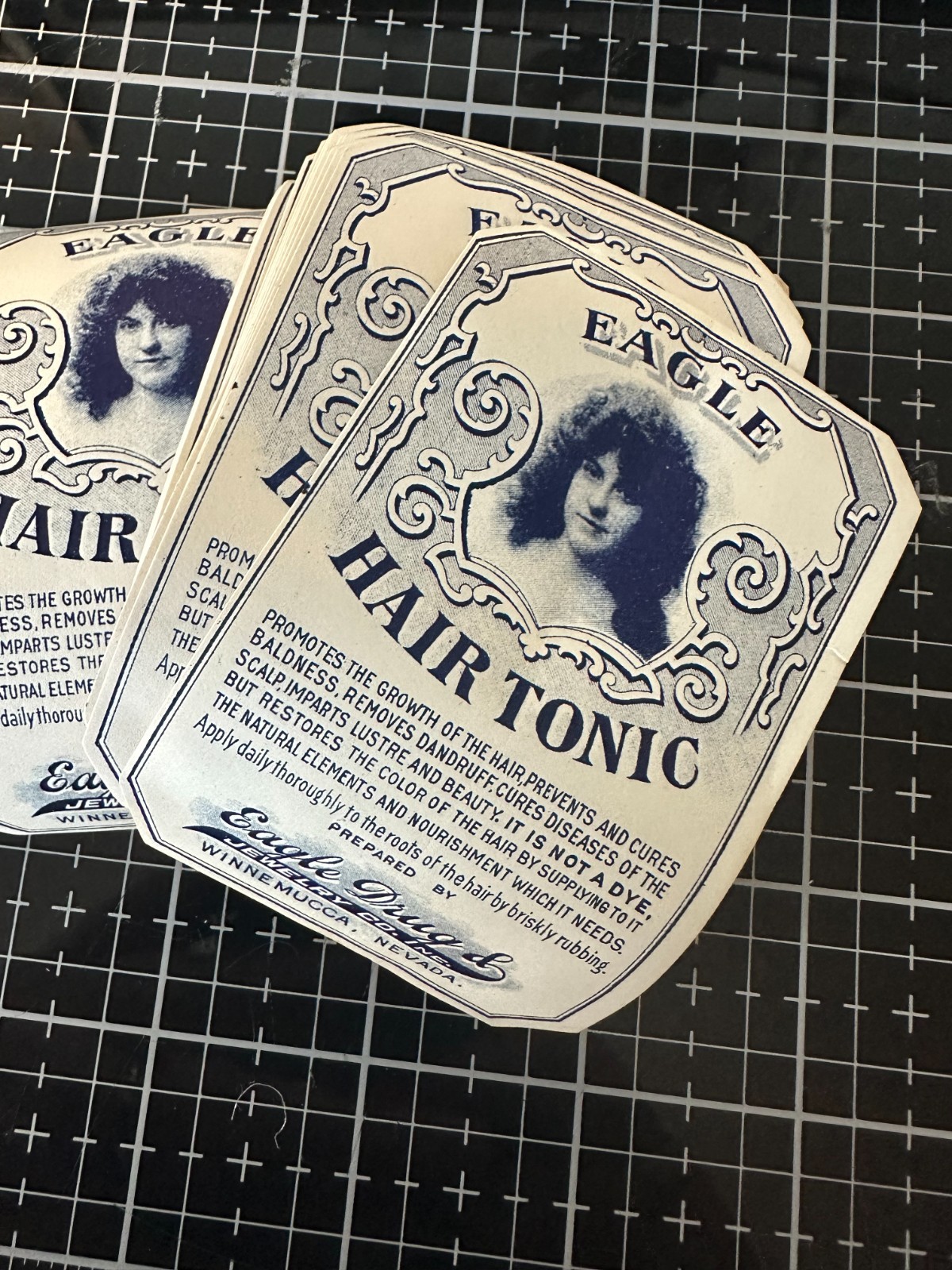 30 Antique Eagle Hair Tonic Labels | Original Winnemucca Nevada