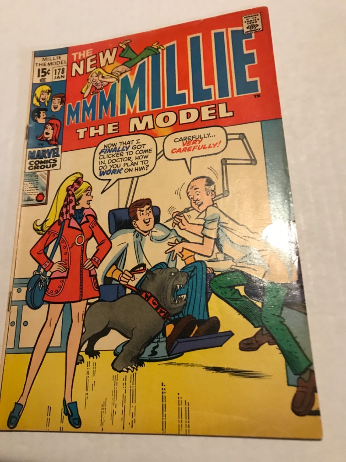 MILLIE THE MODEL #178 Jan 1970 Fine; Teen, FASHION, DENTIST BULLDOG cover, Girls