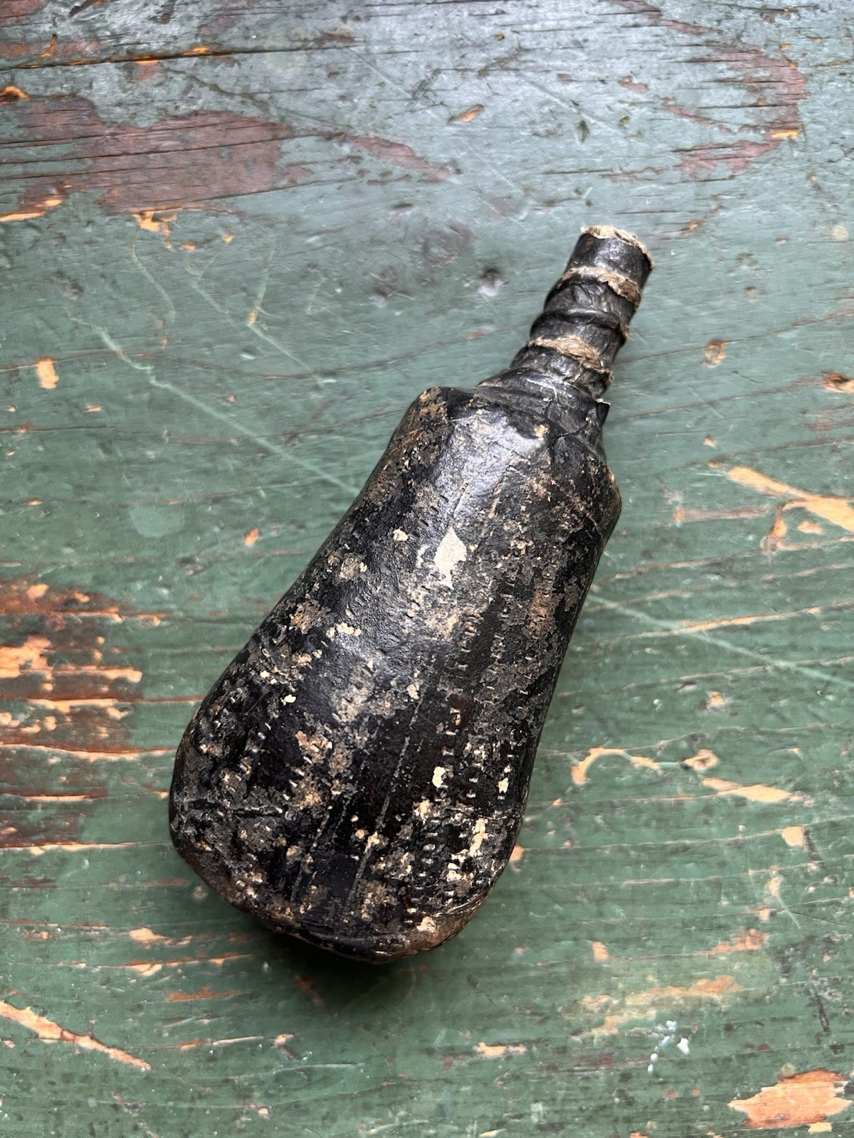 Antique 18th/19th Century Shot Flask/Powder Horn - Paper Mache
