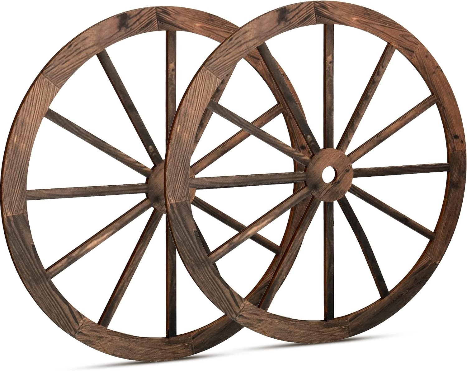18 Inch 2 Pcs Wooden Wagon Wheel Decor, Western Rustic Decorations