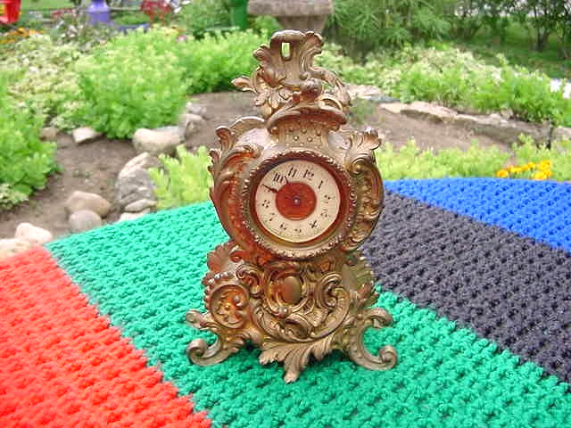 ANTIQUE FRENCH VICTORIAN ART NOUVEAU ROCOCO ORNATE METAL ANSONIA CLOCK PAT 1892