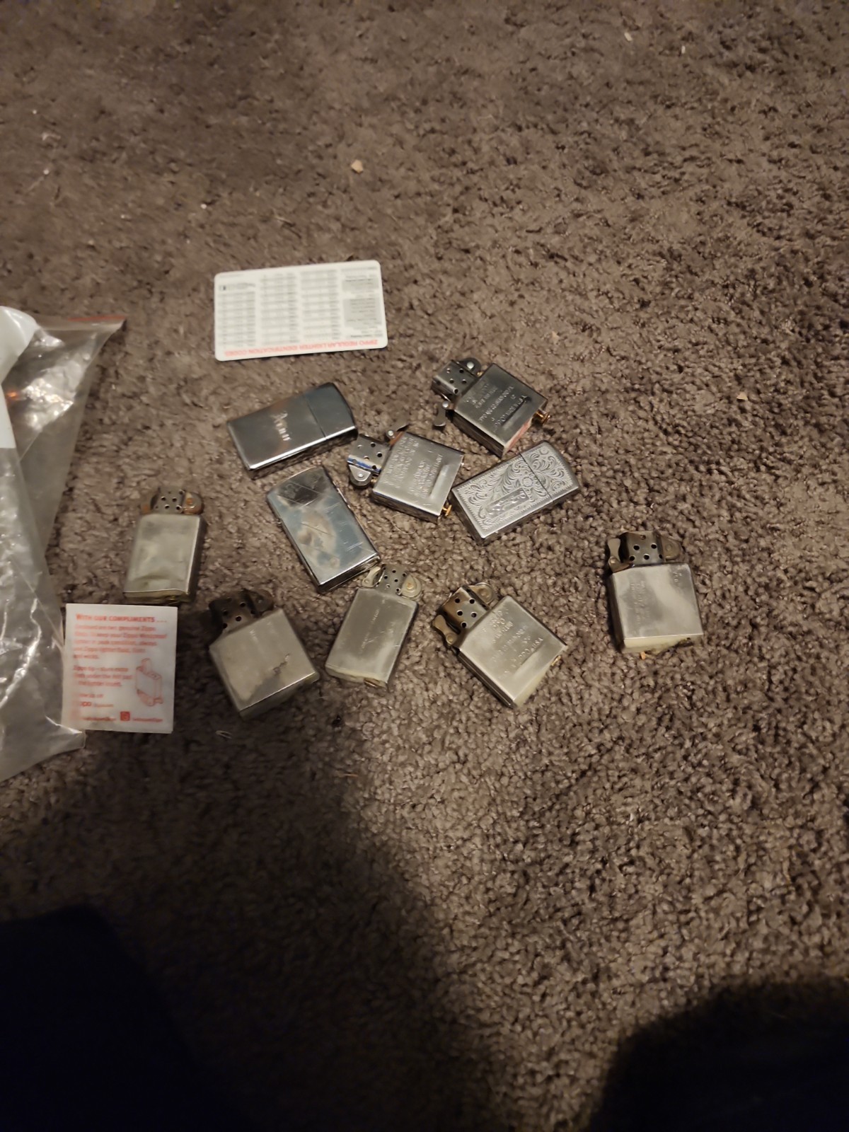 bag of zippo lighters