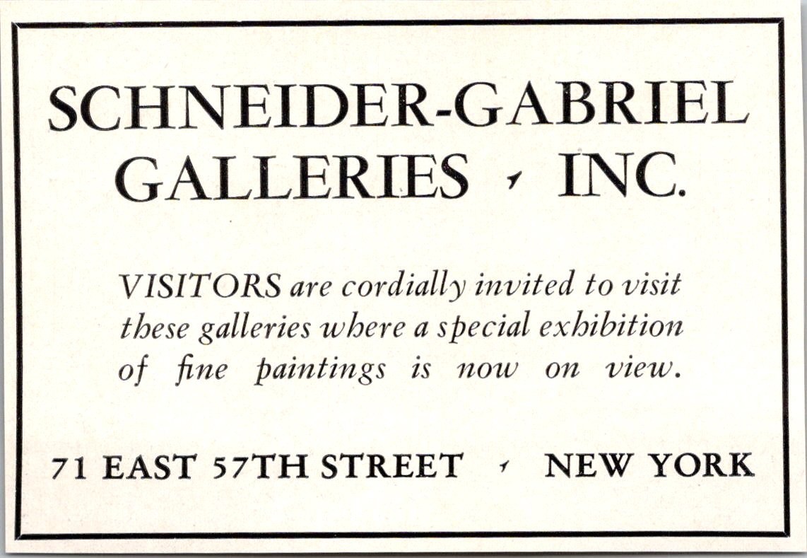 Schneider-Gabriel Galleries Inc 71 East 57th Street NY 1939 Ad 5AK8-H3