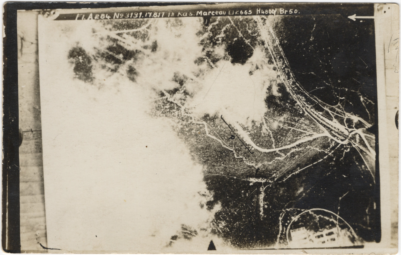 Verdun From 15,750 Feet: WWI French Aerial Recon RPPC, June 1917 5.5x3.5 Verdun From 15,750 Feet: WWI French Aerial Recon RPPC, June 1917 5.5x3.5