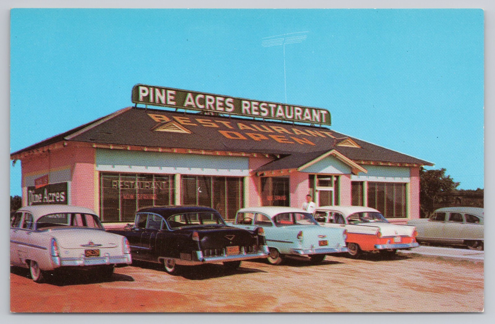 Postcard PINE ACRES RESTAURANT Laurinburg, N. C.