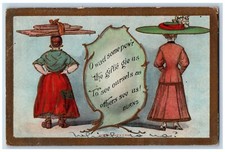 Covington Virginia VA Postcard Womens With Big Hat Embossed 1908 Posted Antique picture