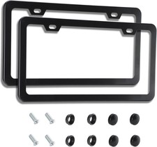 2Pcs Matte Black Rust-Proof Aluminum License Plate Frames picture
