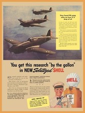1941 Shell Oil World War Two Curtis P-40 Pursuit Aircraft New Metal Sign: 12x16