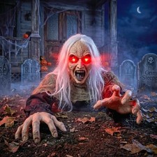 Crawling Zombie Graveyard Prop: Animated Halloween Decoration with Scary Sounds picture