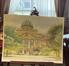 Vintage Texas A&M university watercolor Print by Sohail Bukhari signed & Dated  picture