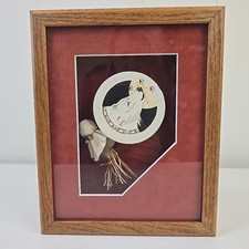 Native American Handcrafted Indian Drum Shadow Box  Vintage 90s picture