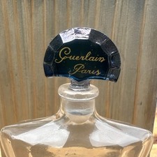 VTG Guerlain Paris Shalimar perfume bottle w Blue top 6” tall picture