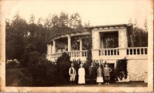 Vintage Family Photo c. 1910s Elegant Estate Home & Garden Sepia Tone Photograph picture