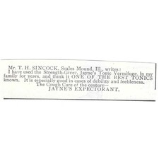 Jayne's Expectorant Mr. T.H. Sincock Scales Mound IL Testimonial 1903 Ad AG3-S11 picture