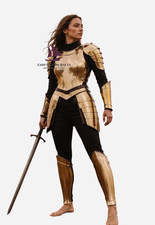 ZAIN Medieval Women's Golden Armor Costume Handmade Female Knight Breastplate picture