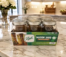 NEW Ball Mason Jar 24 oz Pint And A Half Sealed Case Of 9 Glass Discontinued picture