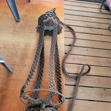Vintage Macrame Masterpiece 1970's Boho Pagoda Style Lighted Plant Hanger 7 Feet picture