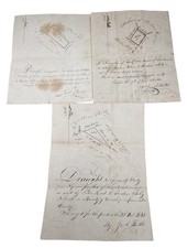 3 Antique Hand Drawn Pennsylvania Land Plats Lancaster County 1841-1845 picture