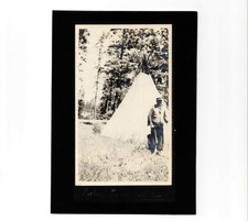 Antique c. 1900 Spokane Indian Native American Tepee Photo Matted Washington WA picture