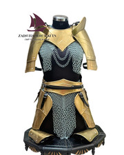 ZAIN Valkyrie Golden Armor Set Medieval Lady Warrior Chainmail Costume SCA LARP picture