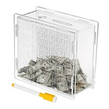 1000 Money Saving Challenge Box Acrylic Piggy Bank Reusable for Adults w/ Marker picture