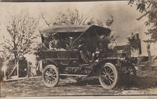 Brass Era Touring Car Canopy Top Brass Lamps Antique 1908 - RPPC Photo Postcard picture