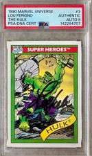 1990 Marvel Universe series 1 Hulk AUTOGRAPHED by Lou Ferigno PSA 9 *POP 1*  picture