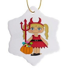 3dRose Cute Little Girl Illustration Dressed as The Devil for Halloween - Sno... picture