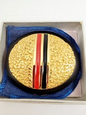 Vintage New Nacon Mirror Powder Compact Gold Red Black Enamel  Japan NOS picture