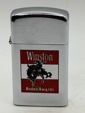 Winston Rodeo Awards Bull Rider Vintage 1972 HP Chrome Slim Zippo Lighter picture