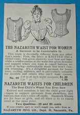 Antique 1898 Magazine Ad Nazareth Waist Women Children Nazareth Mfg Pennsylvania picture