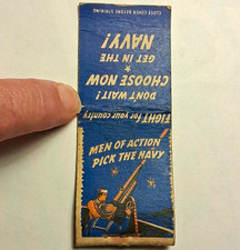 Vintage 1942 U.S. Navy Recruiting Matchbook Cover Choose Now Get In The Navy Gun picture